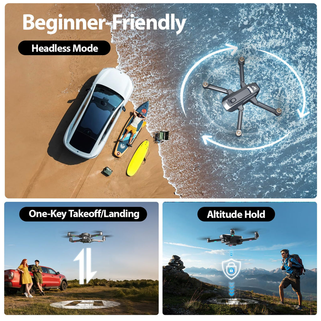 4K Foldable GPS Drone with 4.5" Screen Under 249g Black E944018