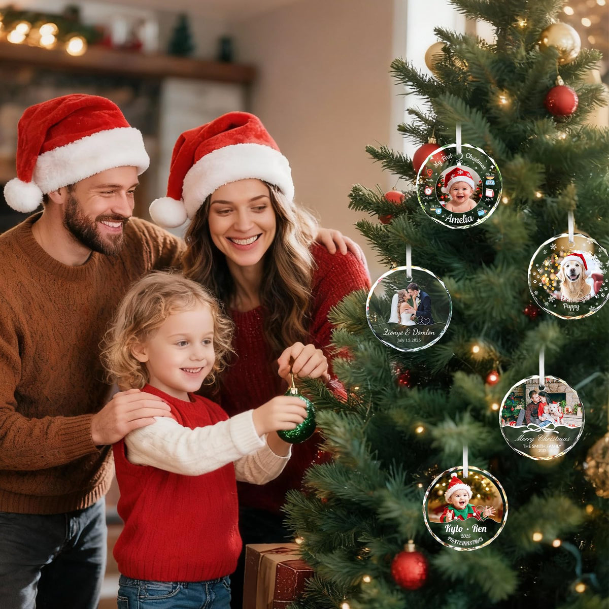 Custom Photo Crystal Glass Christmas Ornament G8281