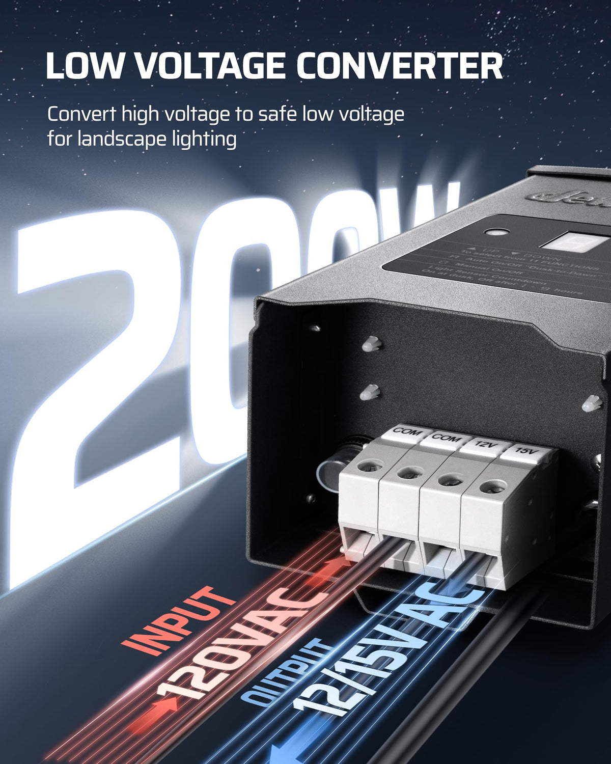 200W Weatherproof Low Voltage Landscape Lighting Transformer T3868