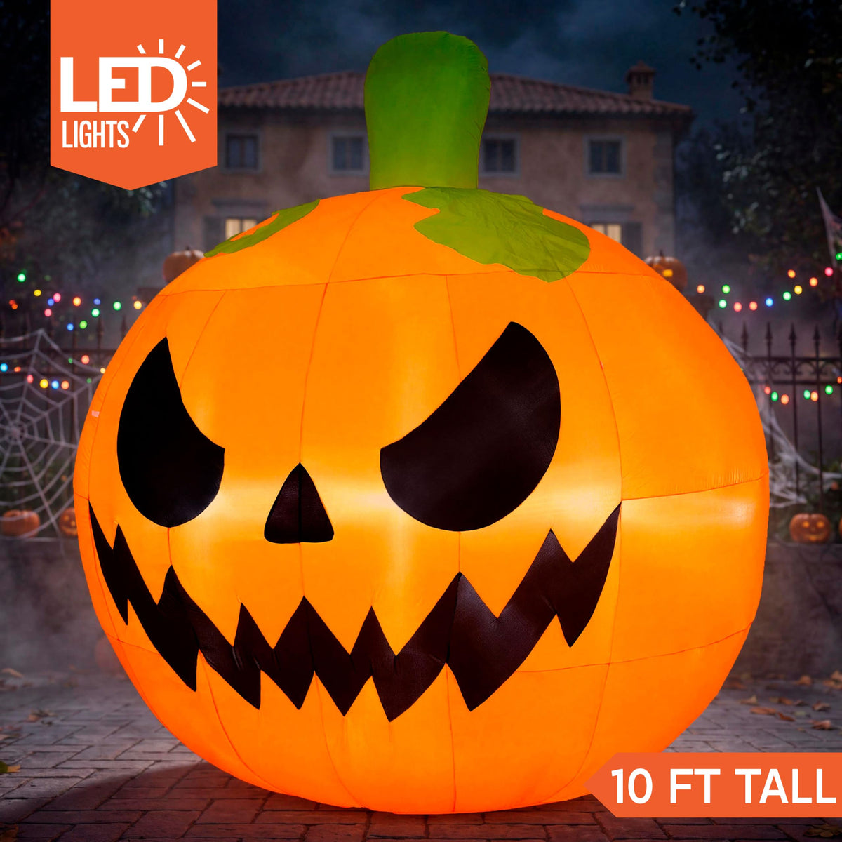 10FT Tall Inflatable Pumpkin with Built-in LED Lights L82407