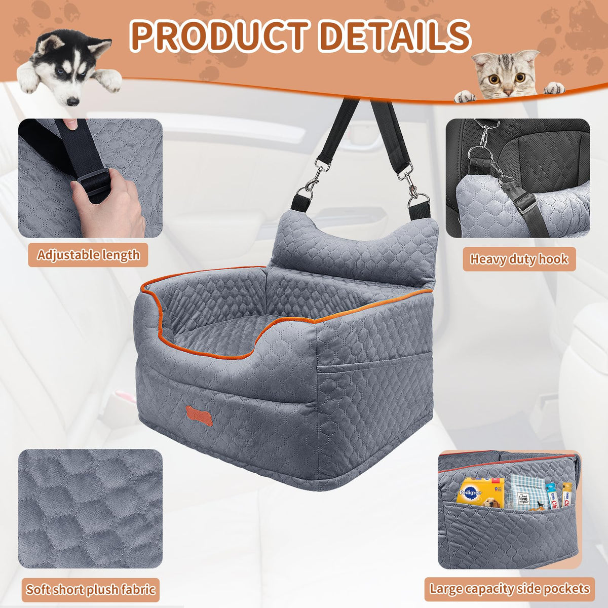 Dog Car Seat with Memory Foam Cushion S9004