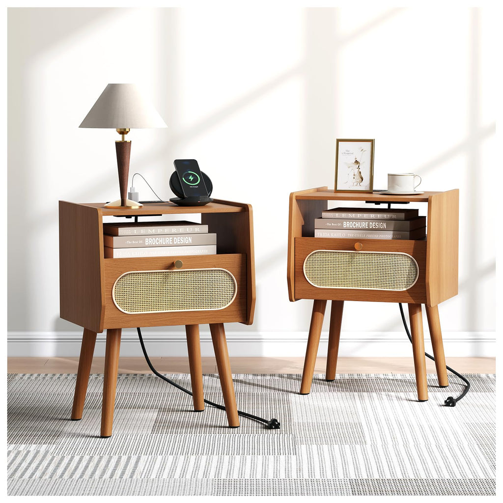 Mid Century Modern Nightstand Set of 2 Q18788