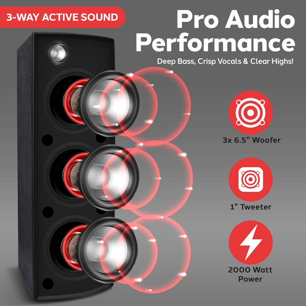 2000W Bluetooth PA Speaker System with LED Lights and Tripod Stands N515515