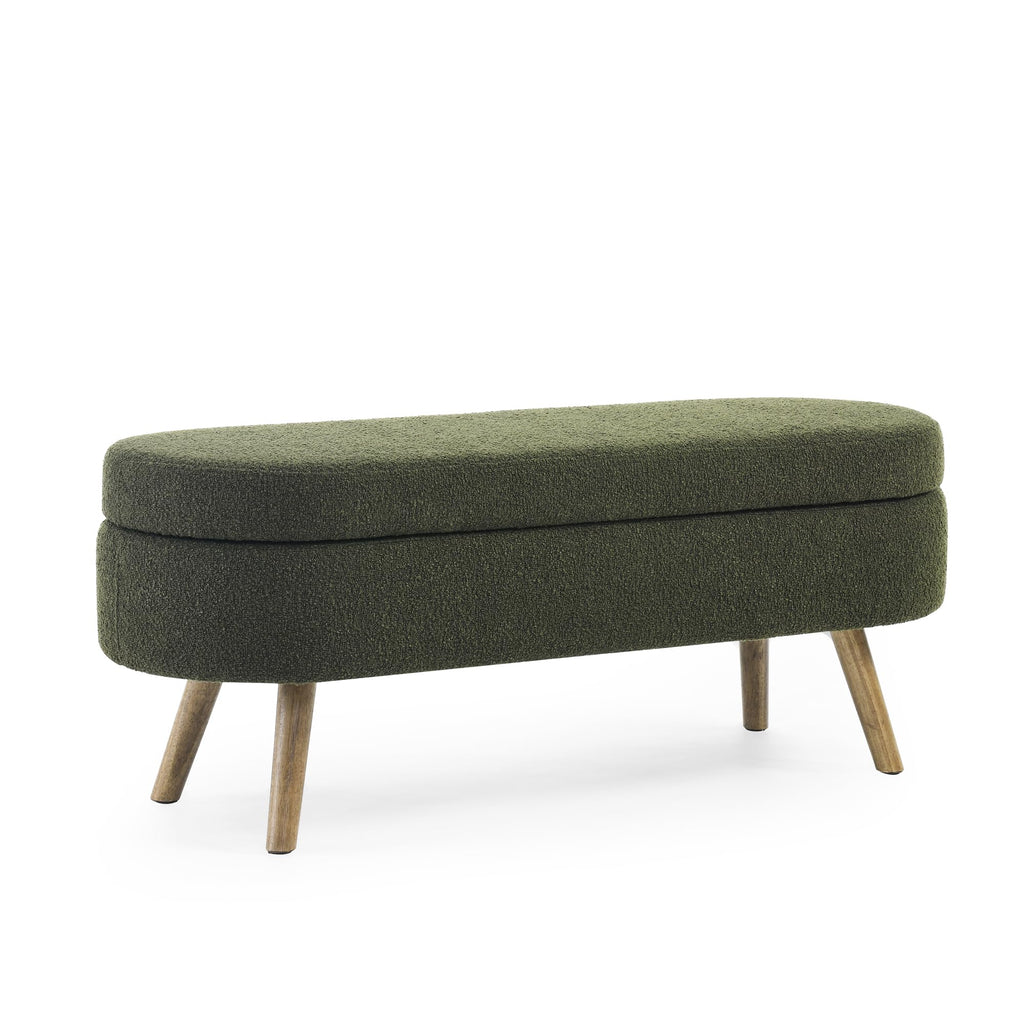 Oval Storage Bench with Rubber Wood Legs, Green J18250