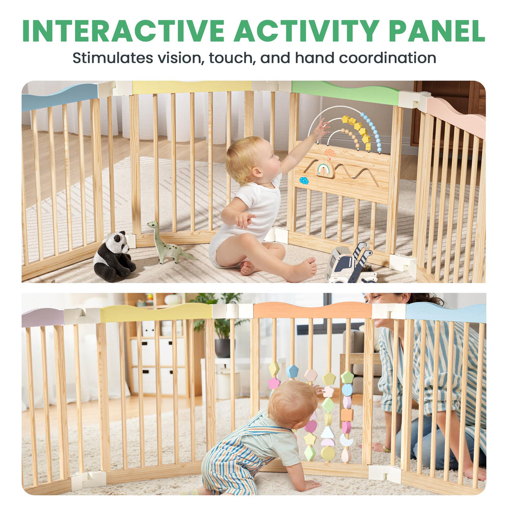 Foldable Wooden Baby Playpen, 45 x 45 x 24 inches T840