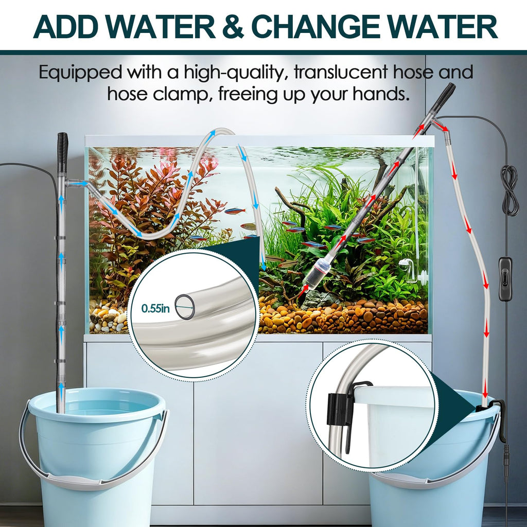 Electric Aquarium Gravel Cleaner, 528GPH Fish Tank Vacuum, 5-in-1 Sand Washer Water Changer Kit X186992