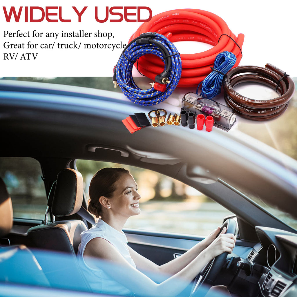 0 Gauge 3000 Watt Amp Wiring Kit with Power RCA Speaker Wire I264799