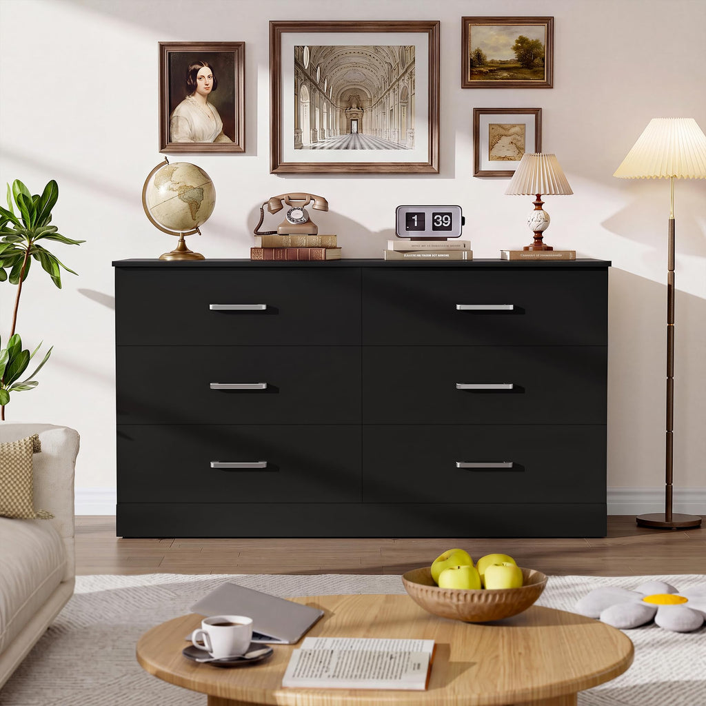 6 Drawer Dark Black Dresser V9421