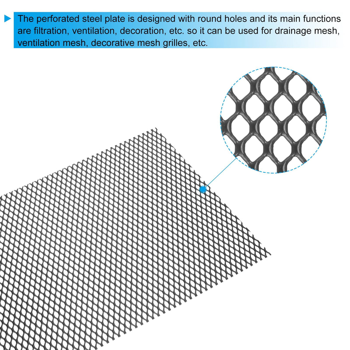 40" x 13" Black Aluminum Diamond Hole Mesh Sheet S807689
