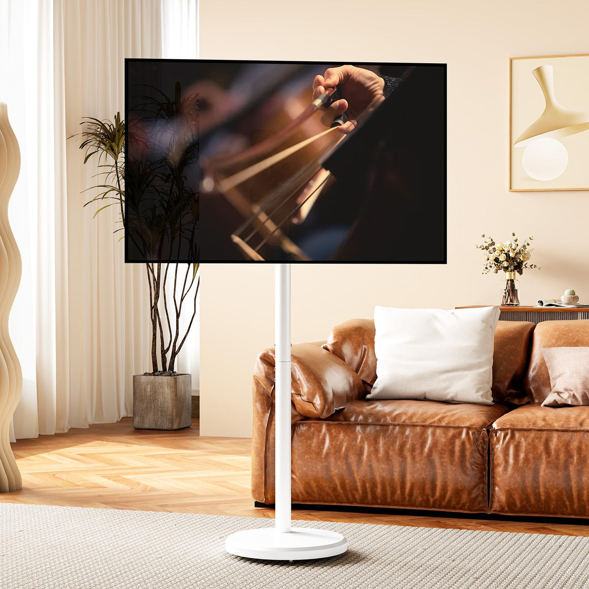 White Rolling TV Stand with Wheels K326