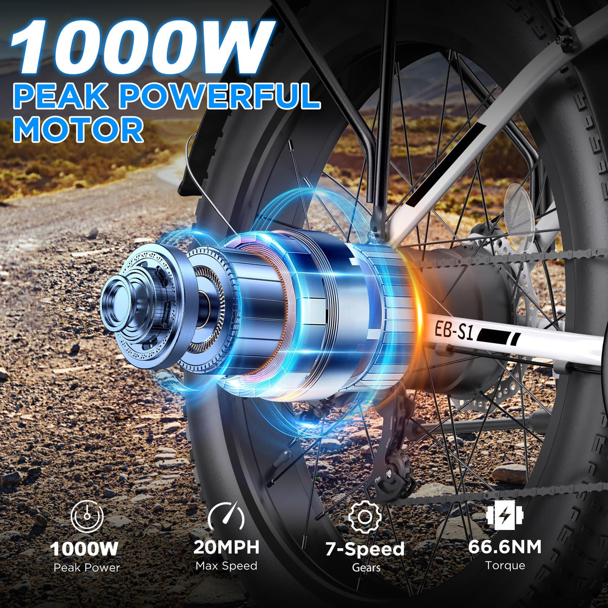 1000W 26" Fat Tire Electric Mountain Bike with 48V 13AH Battery L507