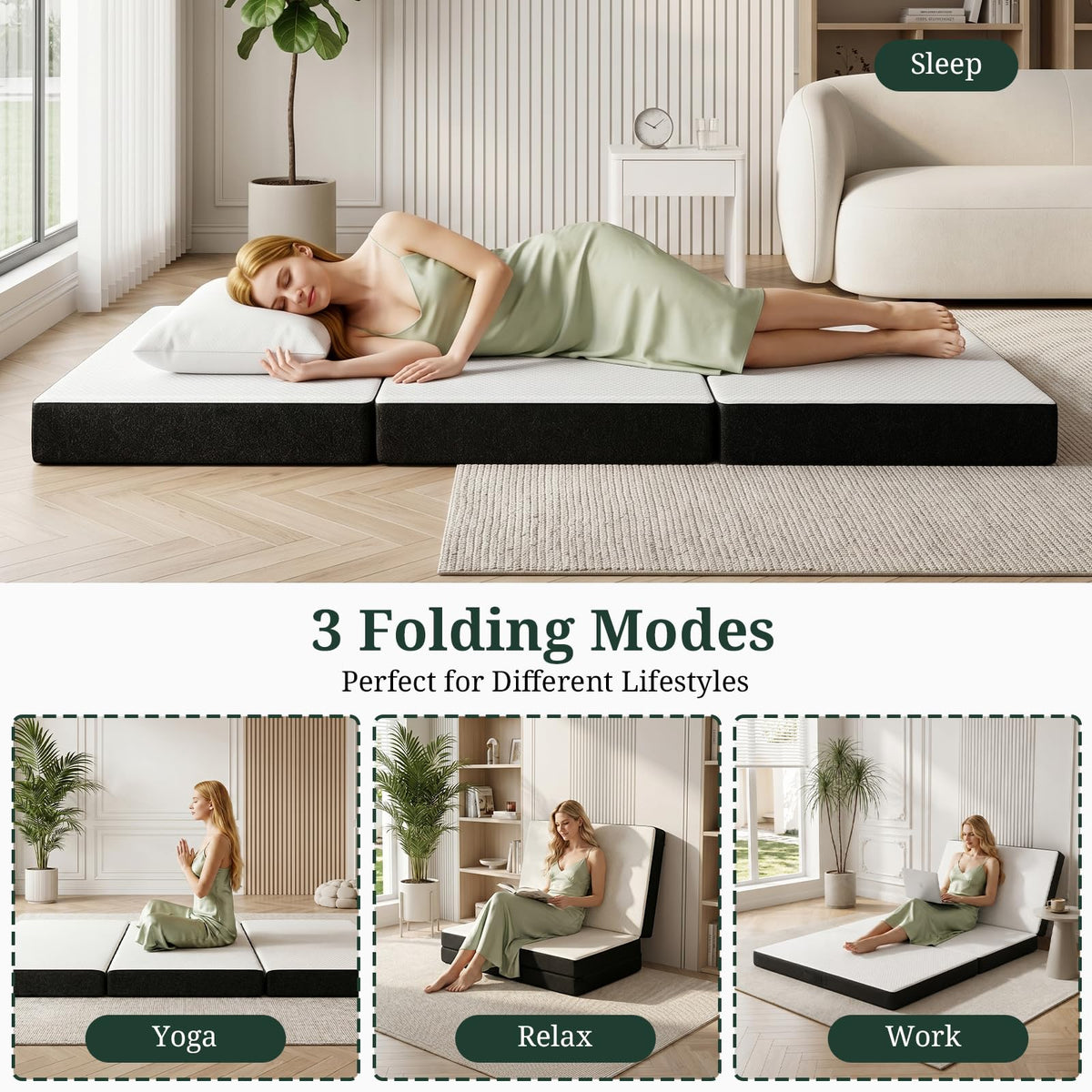 3 Inch Twin Tri-Fold Memory Foam Mattress Z6316