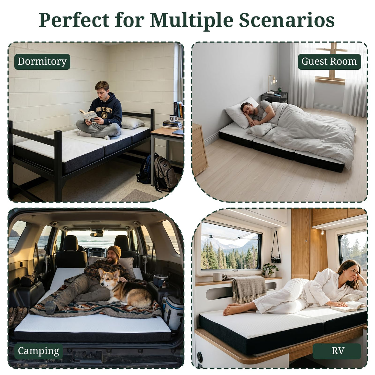 3 Inch Twin Tri-Fold Memory Foam Mattress Z6316