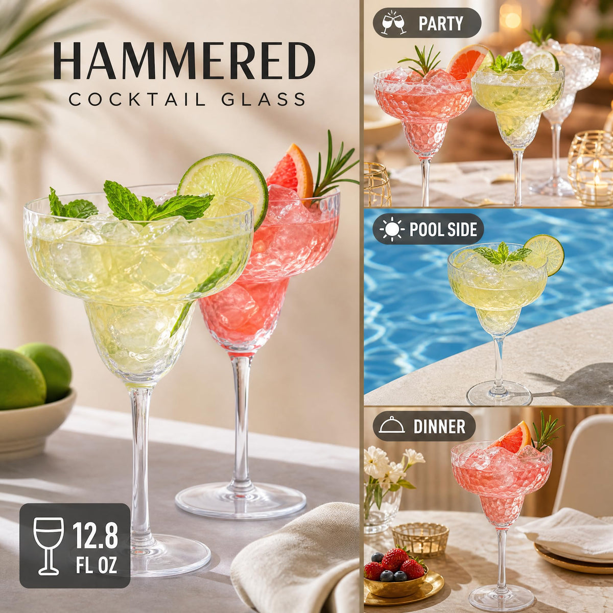 6 Pack 13 OZ Acrylic Stemmed Glasses E508544