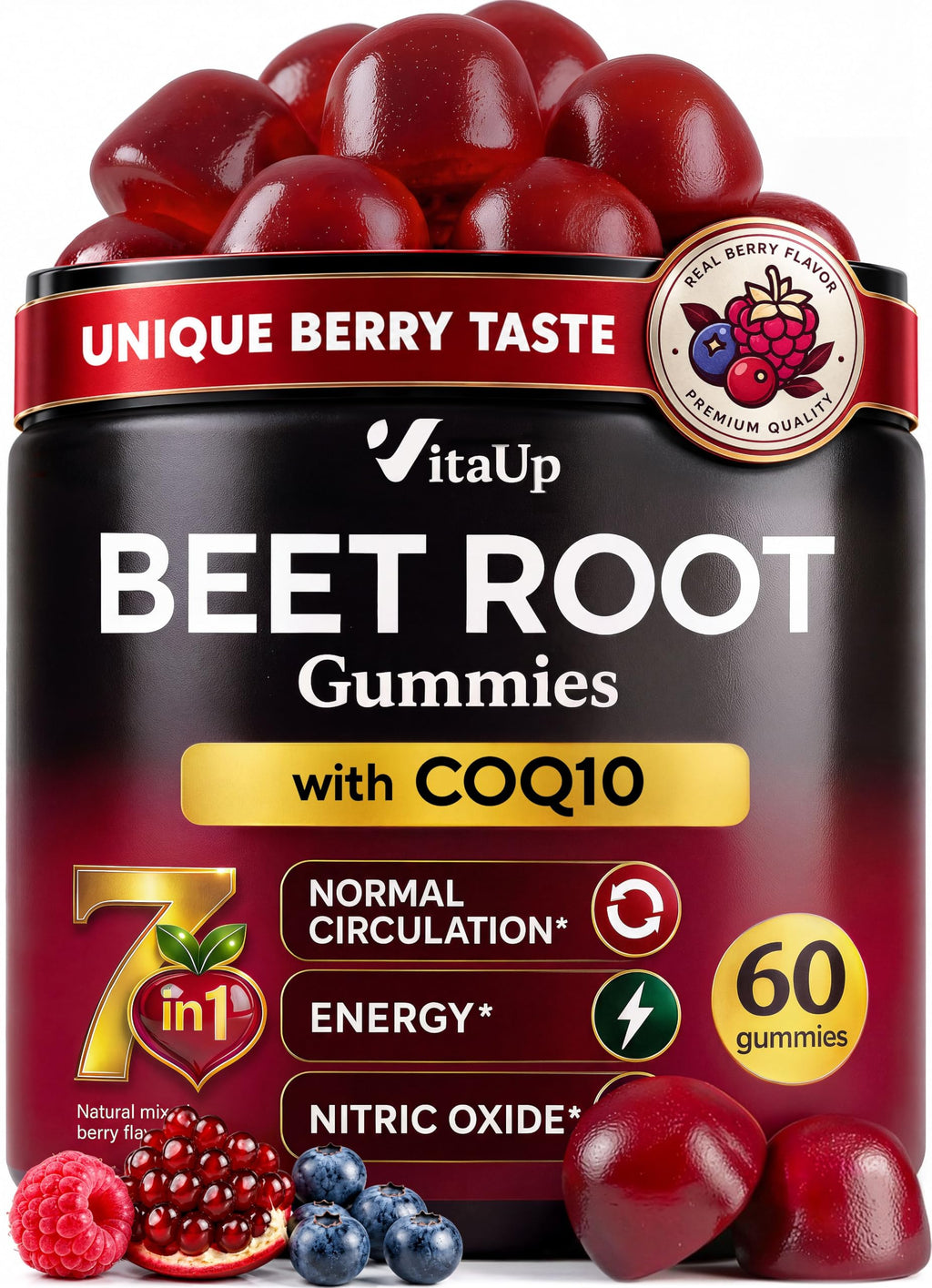 Beet Root Gummies with CoQ10, Grape Seed, Vitamin C, B12 & B3 S969
