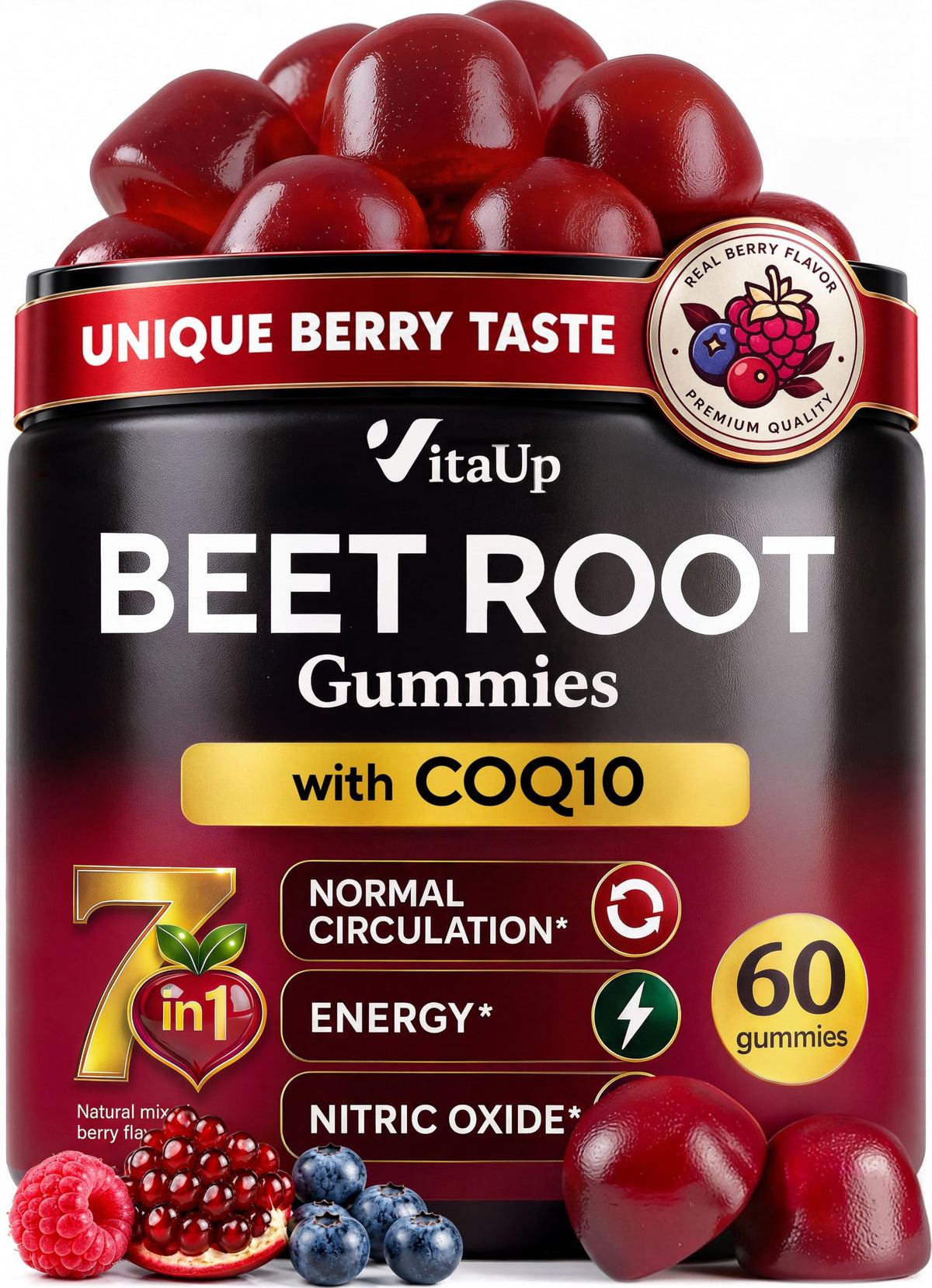 Beet Root Gummies with CoQ10, Grape Seed, Vitamin C, B12 & B3 S969