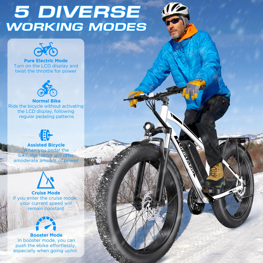 1000W 26" Fat Tire Electric Mountain Bike with 48V 13AH Battery L507