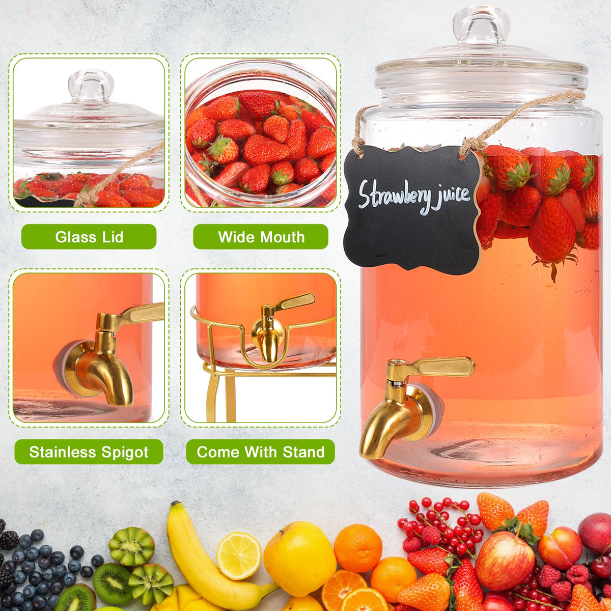 2 Pack 1 Gallon Beverage Dispenser with Stand Z44464