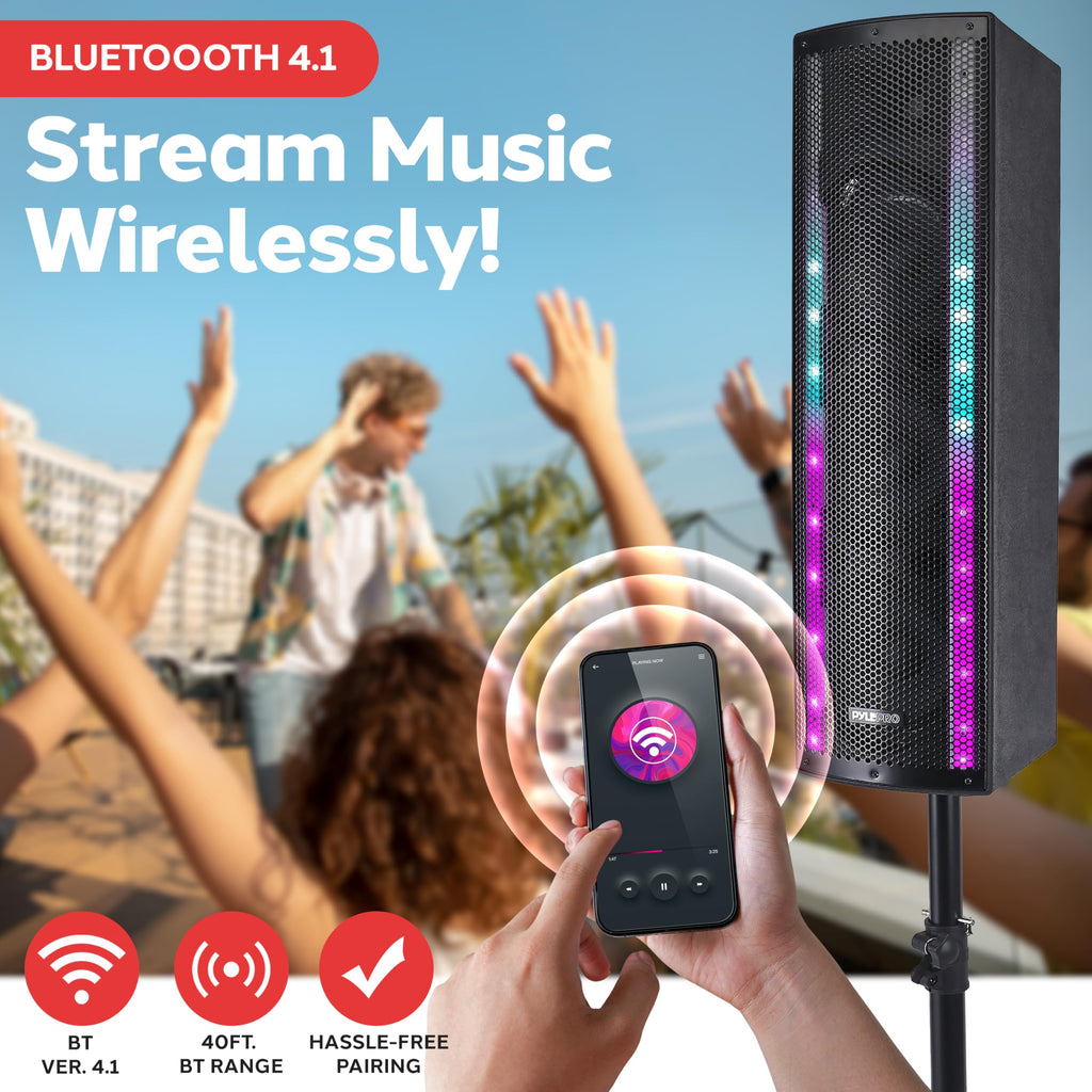 2000W Bluetooth PA Speaker System with LED Lights and Tripod Stands N515515