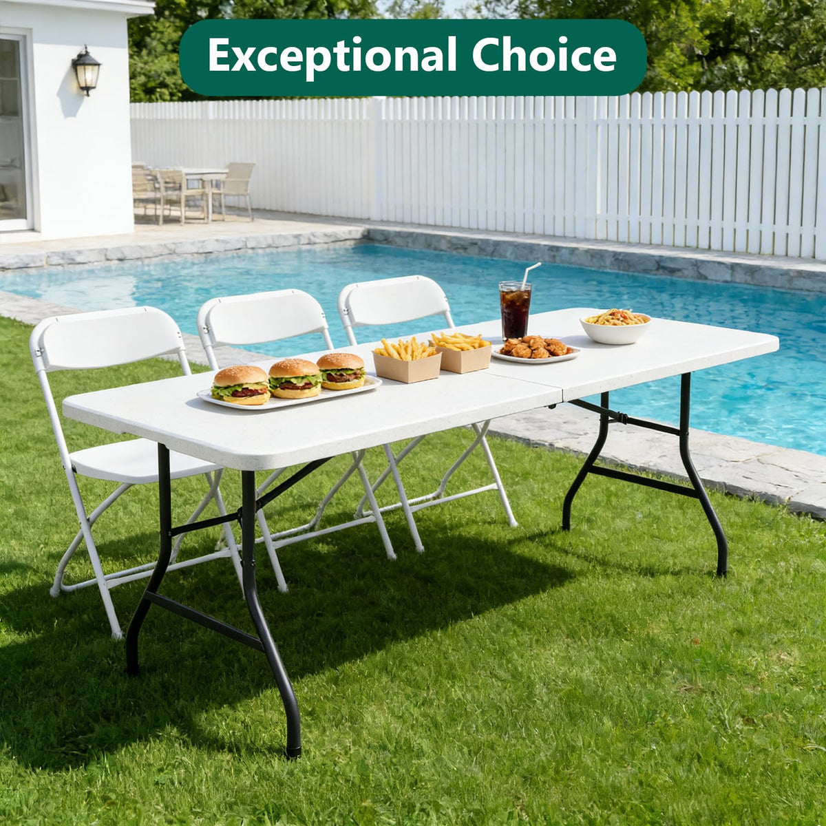 2 Pack 6ft Heavy Duty Folding Table White Q6646