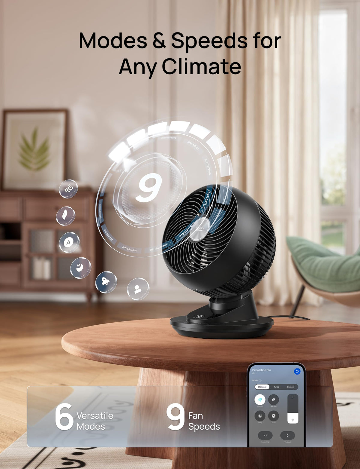 12 Inches 90° Oscillating Smart Desk Fan A40290