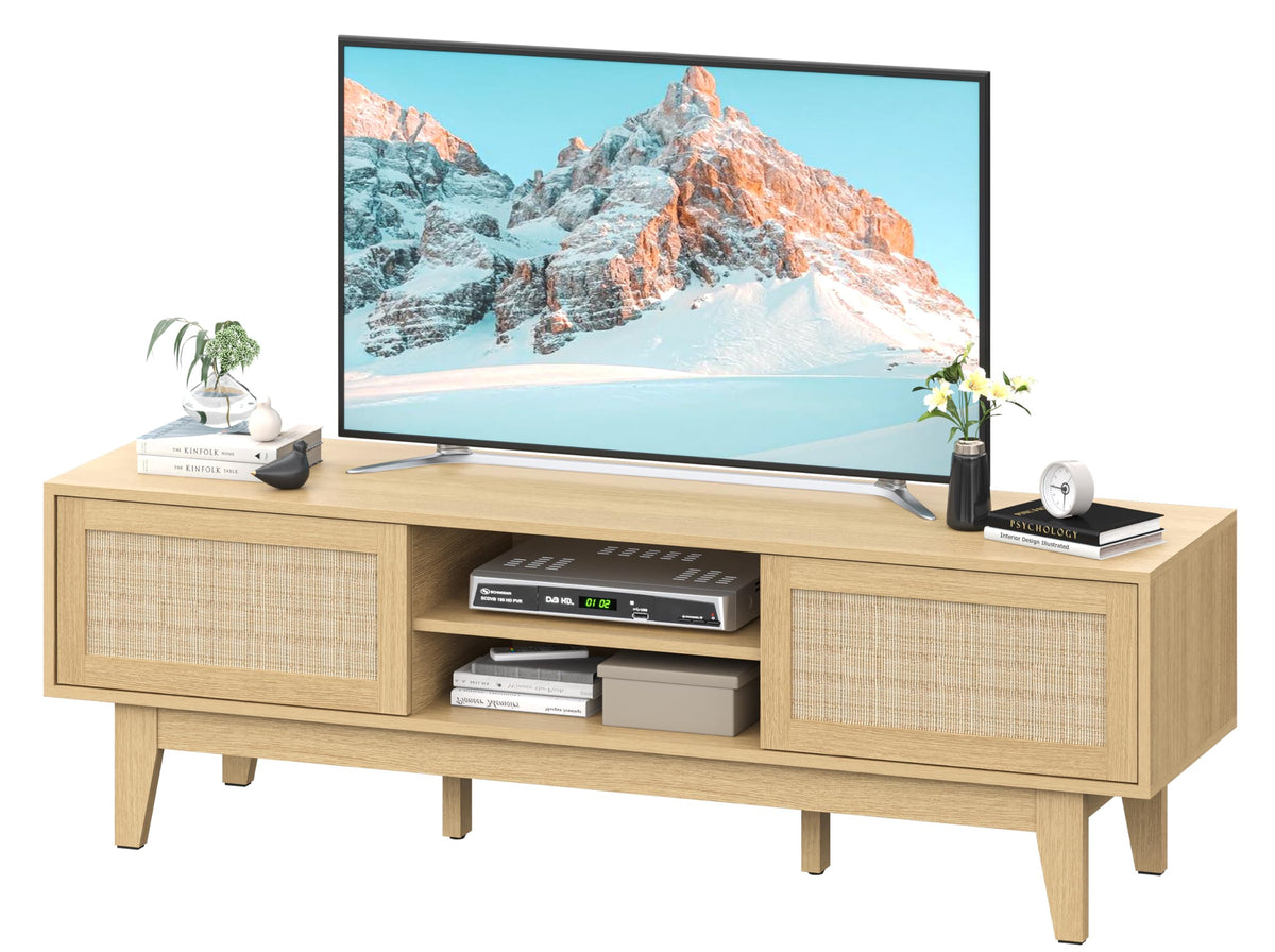Natural Rattan TV Stand with Sliding Doors G651