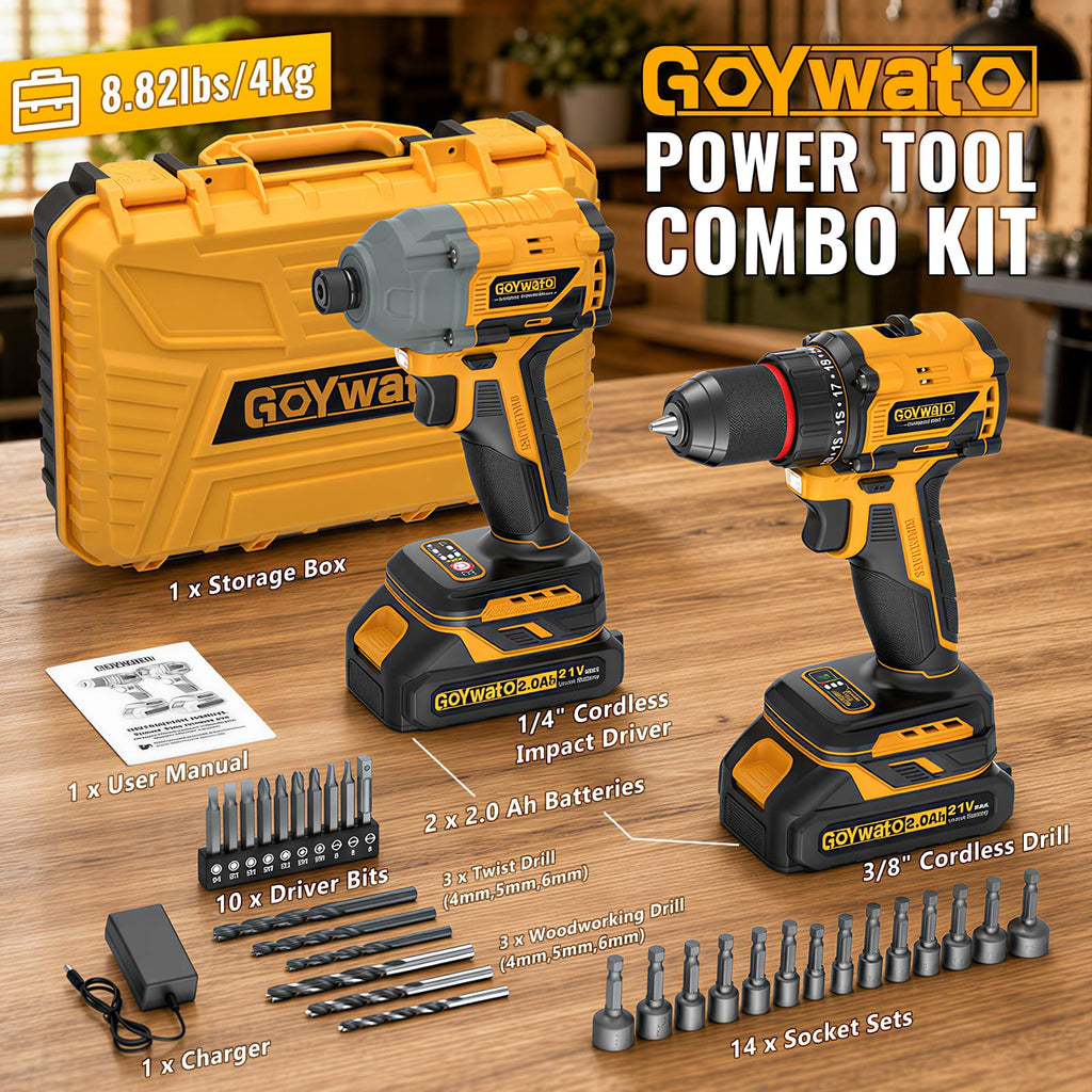 21V Brushless Cordless Drill & Impact Driver Combo Kit J807