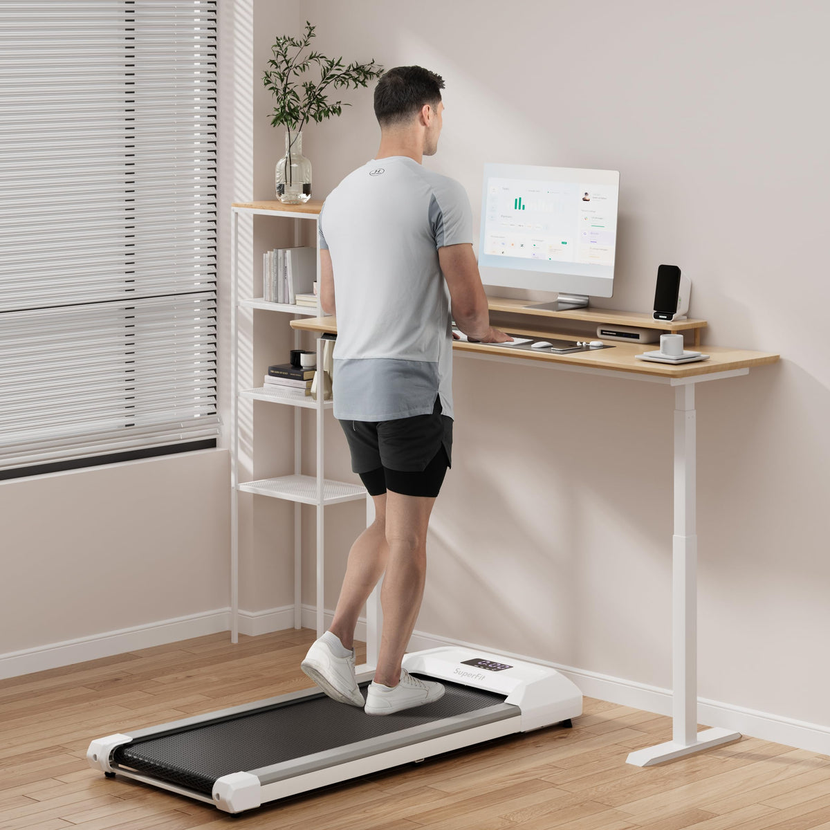 2.25HP Under Desk Treadmill with LED Display and Remote Control T46827