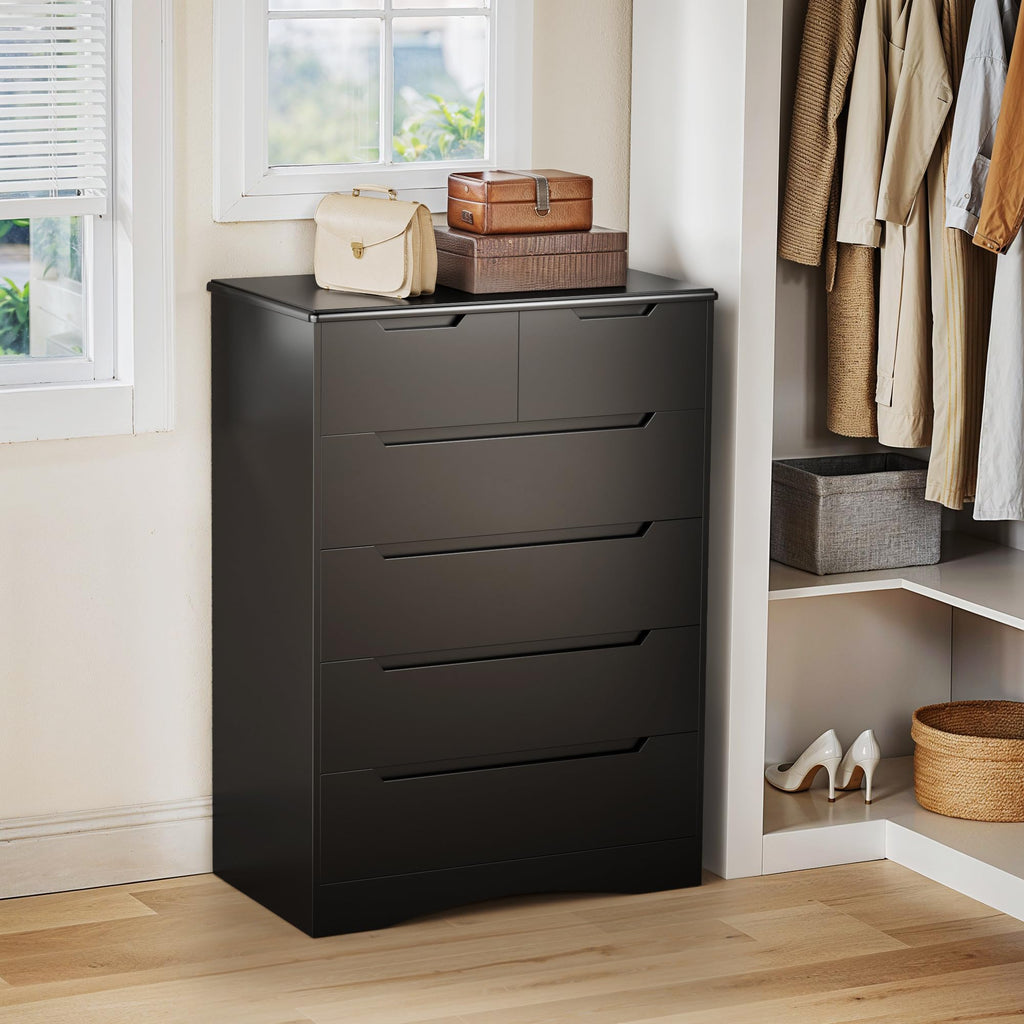 Black 6 Drawer Dresser V518