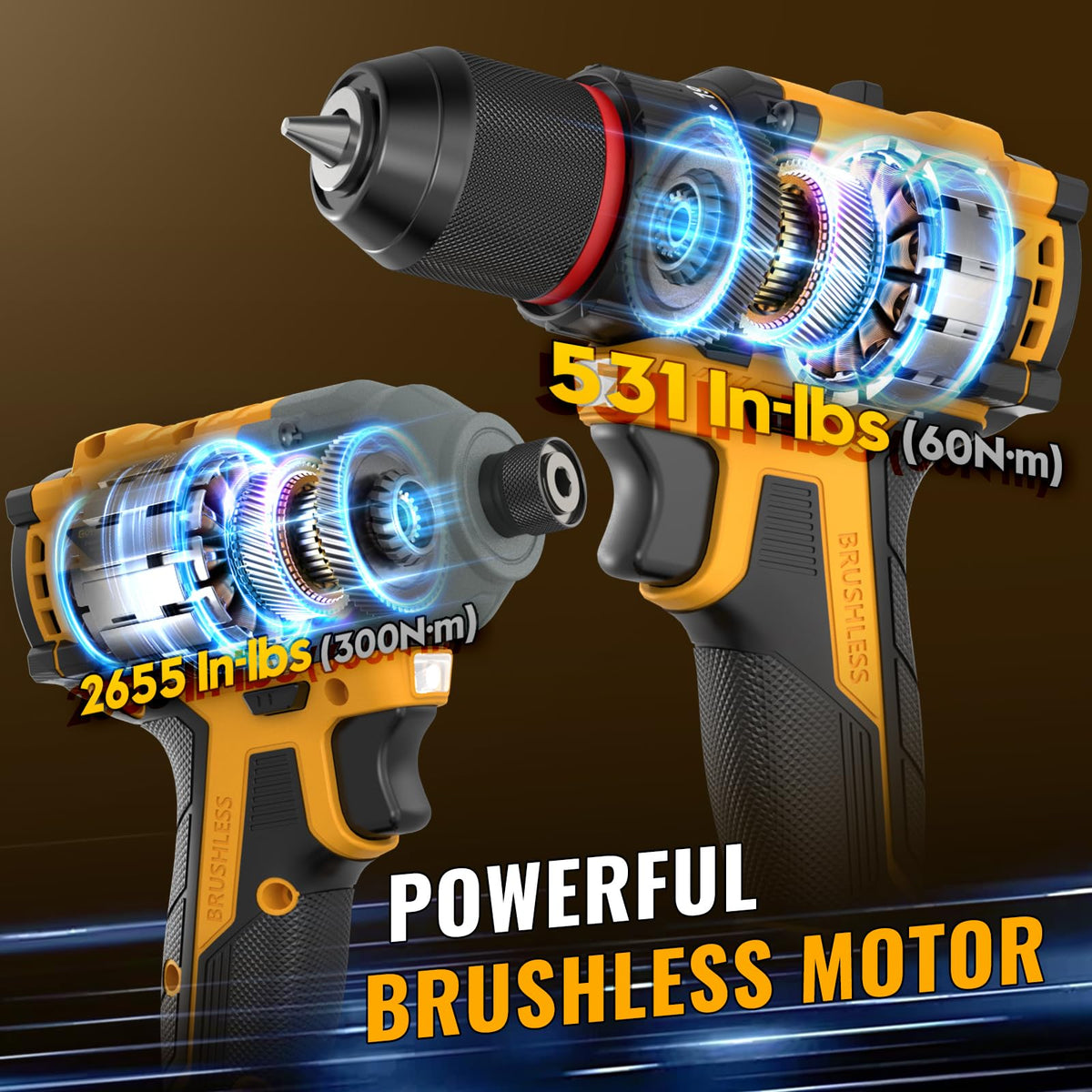 21V Brushless Cordless Drill & Impact Driver Combo Kit J807