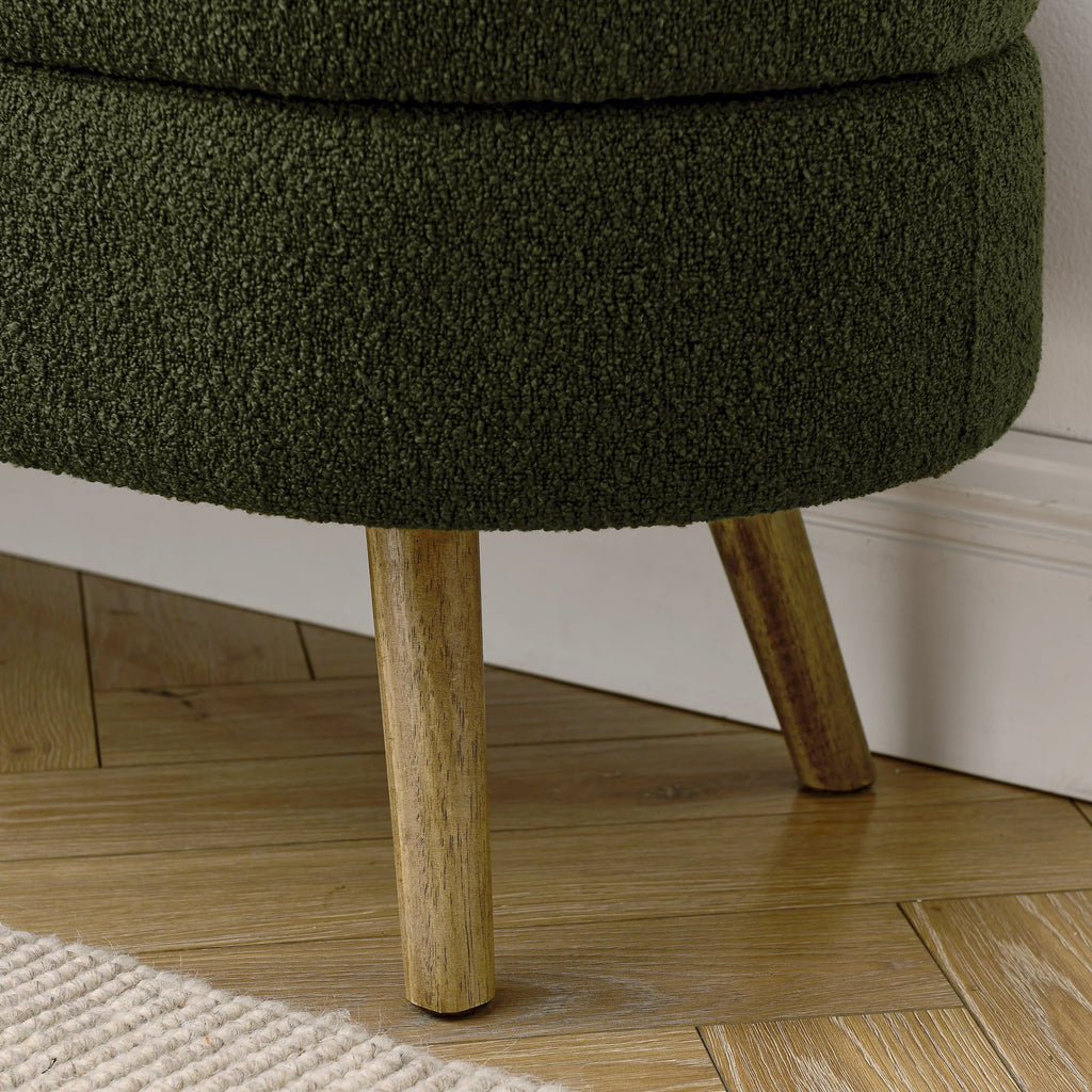 Oval Storage Bench with Rubber Wood Legs, Green J18250