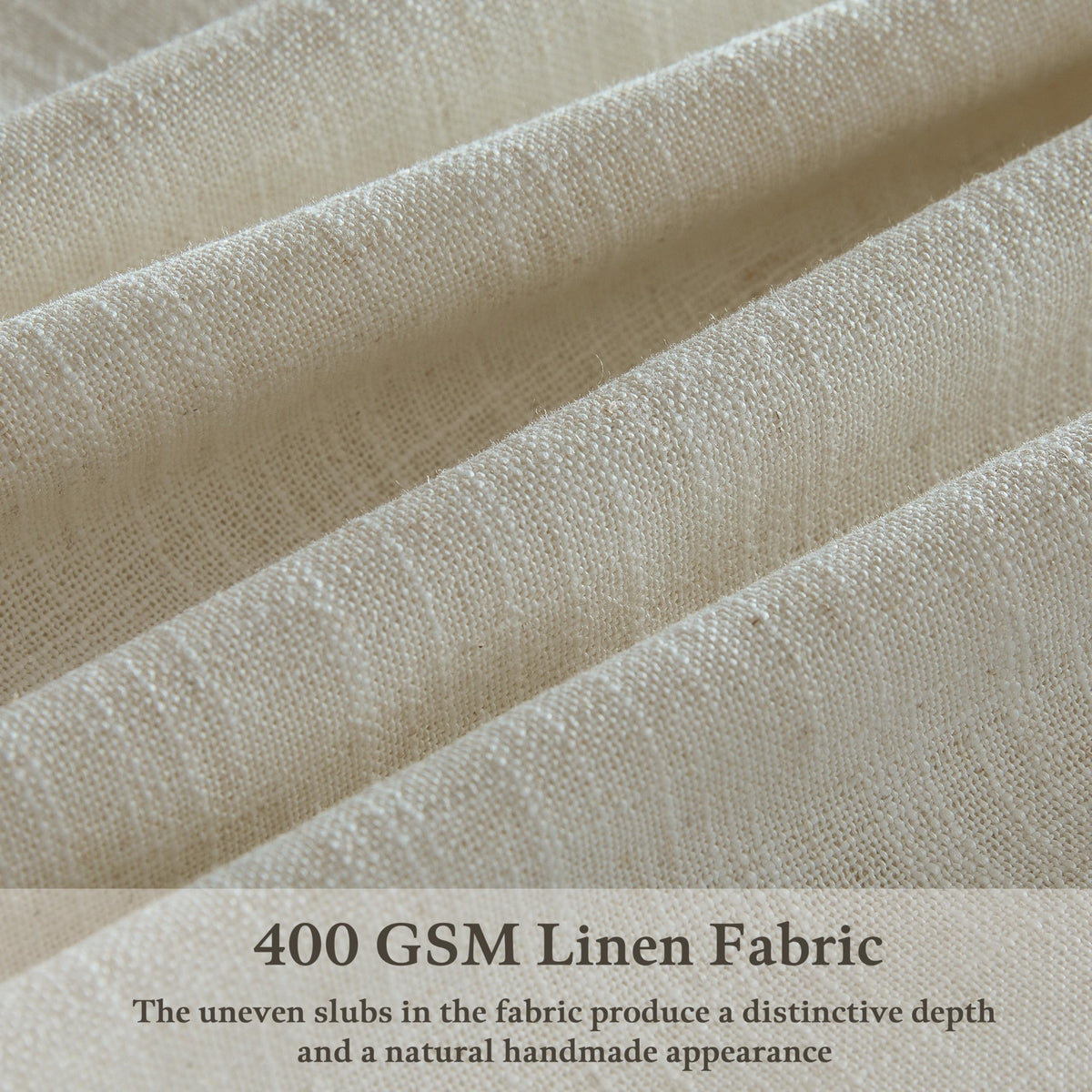 Beige Linen Pleated Light Filtering Curtains W1512