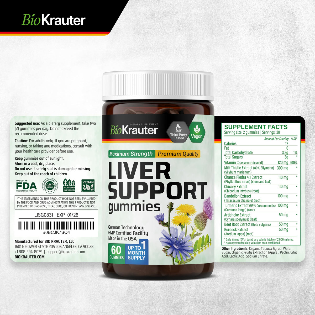 Liver Detox with Vitamin C & Milk Thistle, 60 Gummies G272
