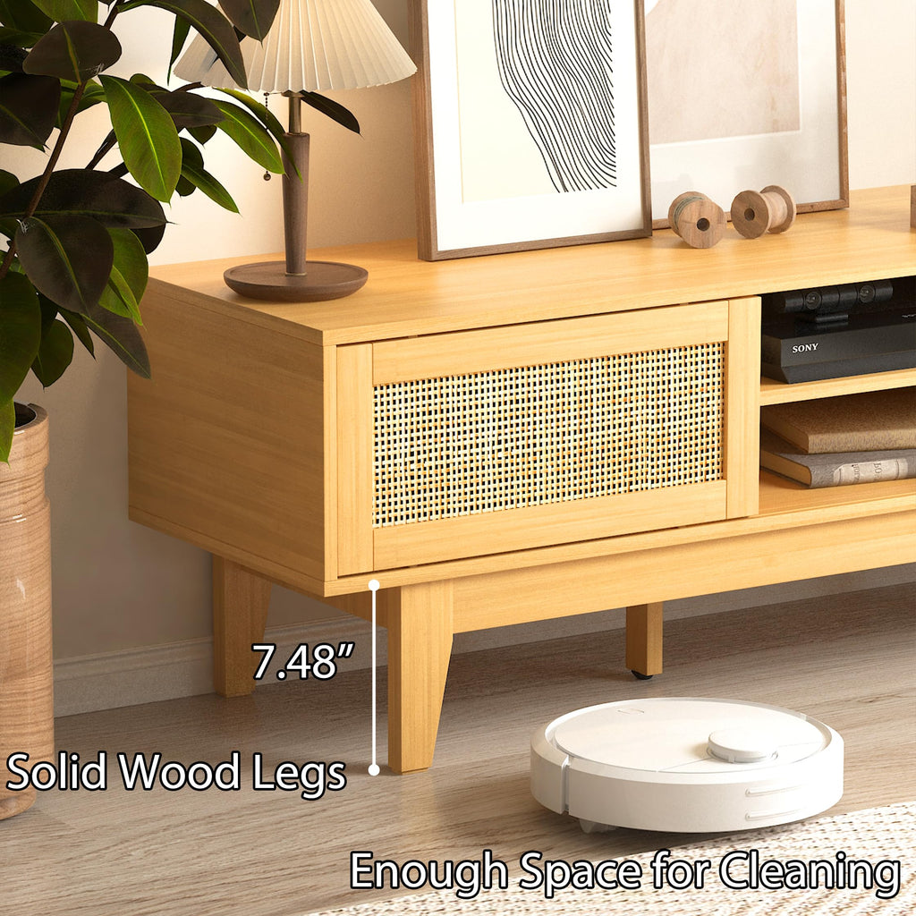 Natural Rattan TV Stand with Sliding Doors G651