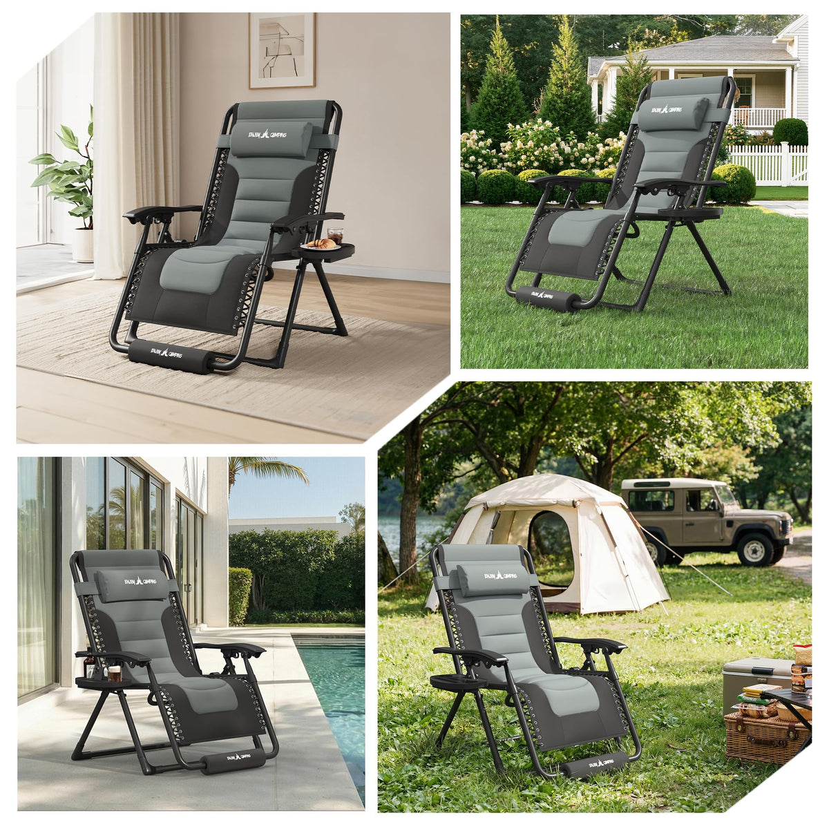 Oversized Padded Zero Gravity Reclining Patio Lounge Chair R96142