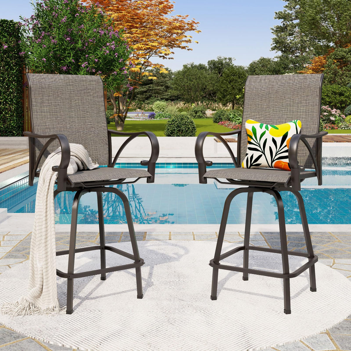 Set of 4 Swivel Outdoor Bar Stools G2493