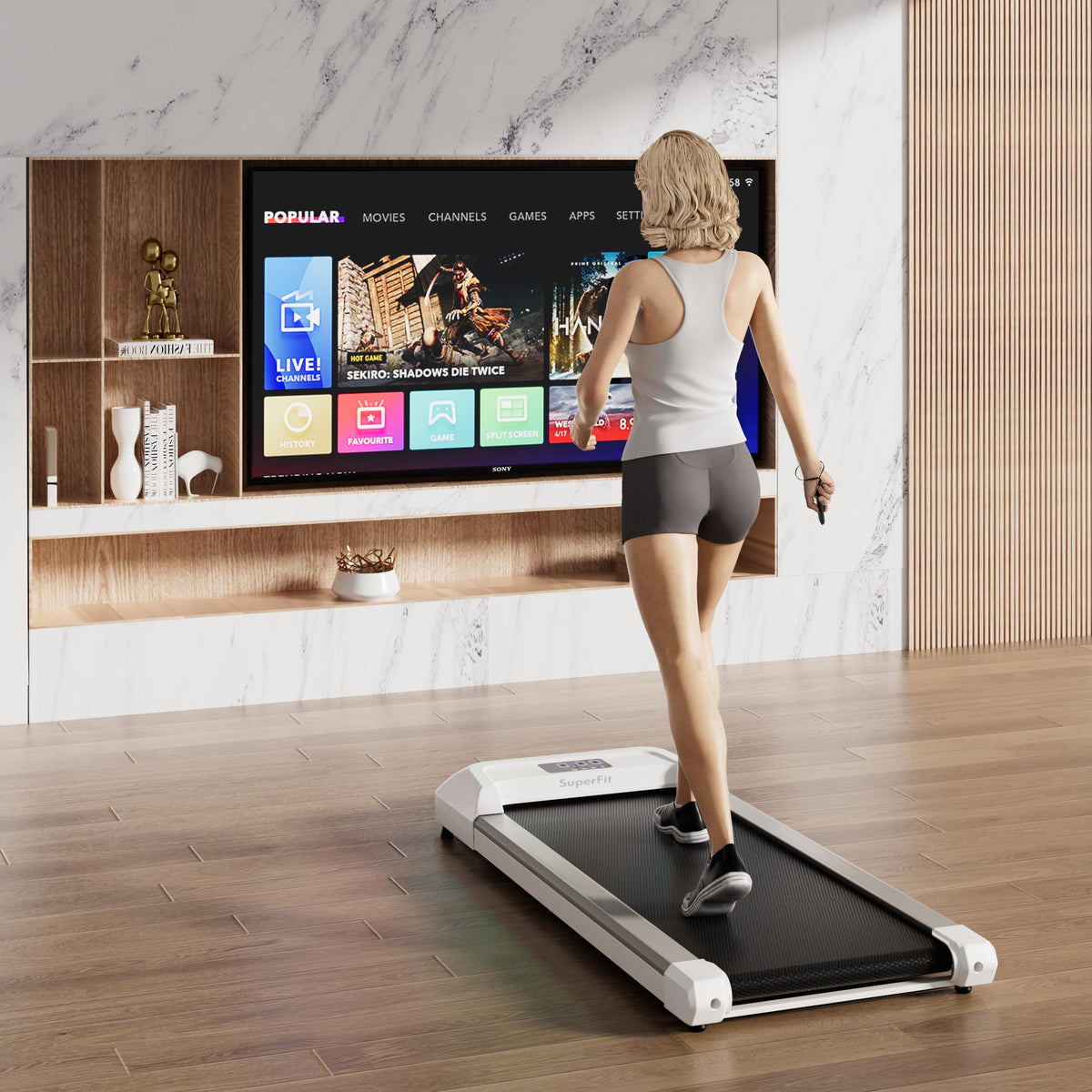 2.25HP Under Desk Treadmill with LED Display and Remote Control T46827